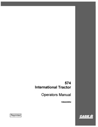 Case IH International 574 Tractor Operator’s Manual Instant Download (Publication No.1084225R4)