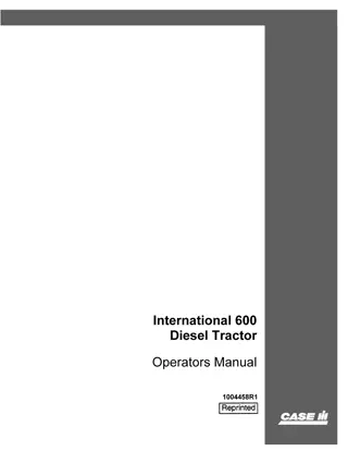 Case IH International 600 Diesel Tractor Operator’s Manual Instant Download (Publication No.1004458R1)