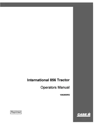 Case IH International 856 Tractor Operator’s Manual Instant Download (Publication No.1082650R2)