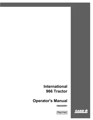 Case IH International 966 Tractor Operator’s Manual Instant Download (Publication No.1084205R1)