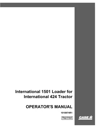 Case IH International 1501 Loader for International 424 Tractor Operator’s Manual Instant Download (Publication No.1018974R1)