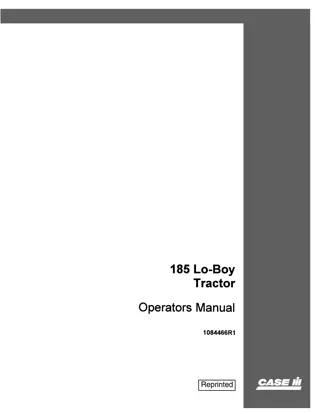 Case IH International Cub 185 Lo-Boy Tractor Operator’s Manual Instant Download (Publication No.1084466R1)
