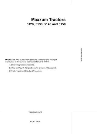 Case IH Maxxum 5120 5130 5140 and 5150 Tractors Supplement Operator’s Manual Instant Download (Publication No.9-27315)