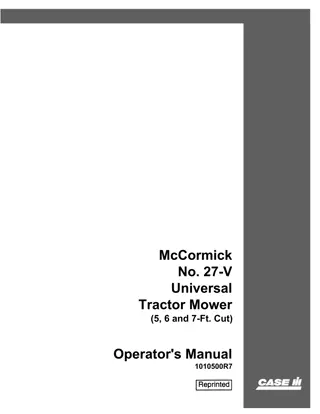 Case IH McCormick No.27-V Universal Tractor Mower (5,6 and 7-Ft.Cut) Operator’s Manual Instant Download (Publication No.1010500R7)