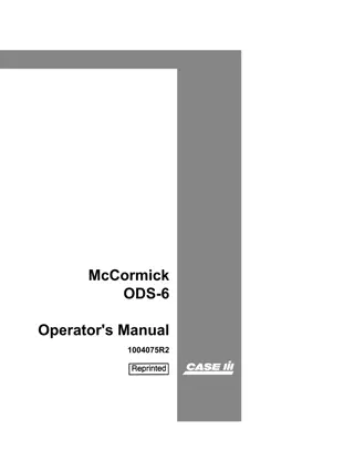 Case IH McCormick ODS-6 Tractor Operator’s Manual Instant Download (Publication No.1004075R2)