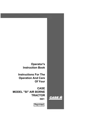 Case IH Model SI Air Borne Tractor Operator’s Manual Instant Download (Publication No.5601)