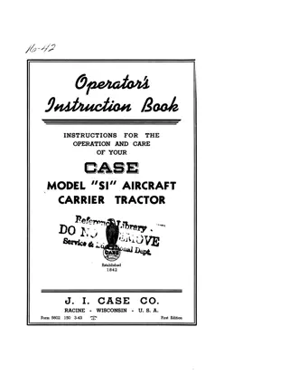 Case IH Model SI Aircraft Carrier Tractor Operator’s Manual Instant Download (Publication No.5602)