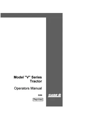 Case IH Model V Series Tractor Operator’s Manual Instant Download (Publication No.5286)