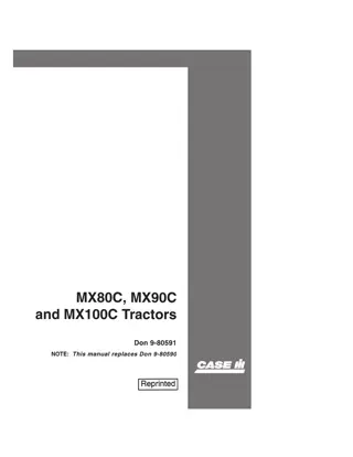 Case IH MX80C MX90C and MX100C Tractors Operator’s Manual Instant Download (Publication No.9-80591)