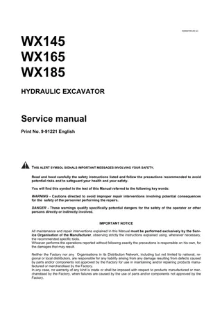 CASE WX165 Hydraulic Excavator Service Repair Manual Instant Download