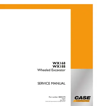 CASE WX168 Wheeled Excavator Service Repair Manual Instant Download