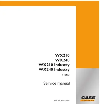 CASE WX210 Industry TIER 3 Wheeled Excavator Service Repair Manual Instant Download