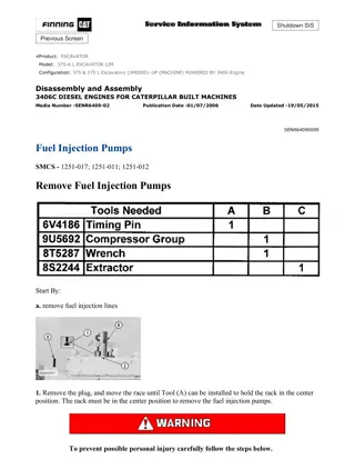 Caterpillar Cat 375 and 375 L Excavator (Prefix 1JM) Service Repair Manual Instant Download