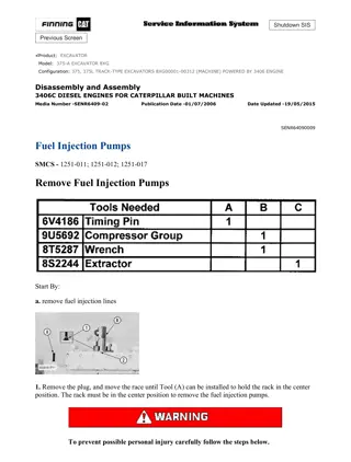 Caterpillar Cat 375 and 375L TRACK-TYPE EXCAVATOR (Prefix 8XG) Service Repair Manual Instant Download