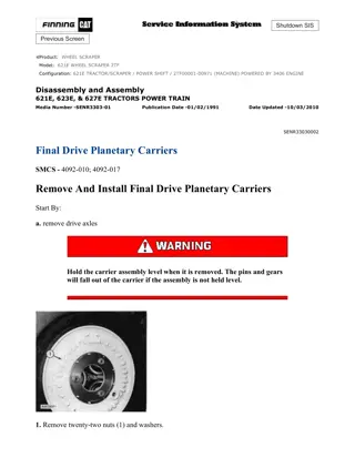 Caterpillar Cat 621E WHEEL SCRAPER (Prefix 2TF) Service Repair Manual Instant Download