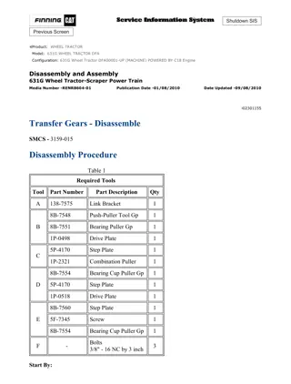 Caterpillar Cat 631G Wheel Tractor (Prefix DFA) Service Repair Manual Instant Download