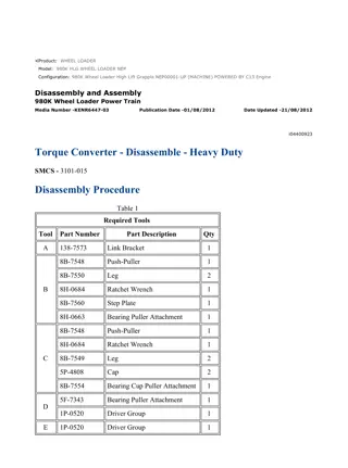 Caterpillar Cat 980K Wheel Loader (Prefix NEP) Service Repair Manual Instant Download