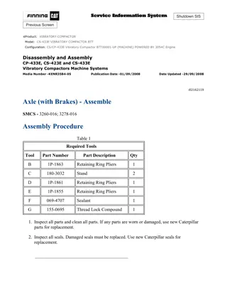 Caterpillar Cat CS-433E, CP-433E Vibratory Compactor (Prefix BTT) Service Repair Manual Instant Download