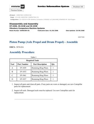 Caterpillar Cat CS-433E, CP-433E Vibratory Compactor (Prefix CYE) Service Repair Manual Instant Download