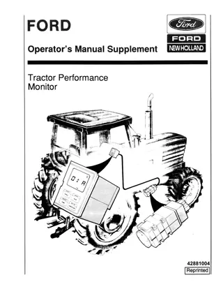 Ford New Holland Tractor Performance Monitor Operator’s Manual Supplement Instant Download (Publication No.42881004)