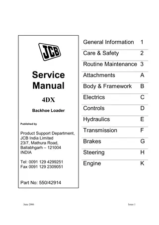 JCB 4DX Backhoe Loader Service Repair Manual Instant Download