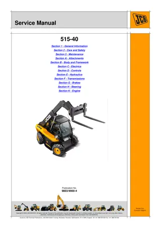 JCB 515-40 TELESCOPIC HANDLER Service Repair Manual Instant Download (515-40 from SN 1627500 to 1769999)