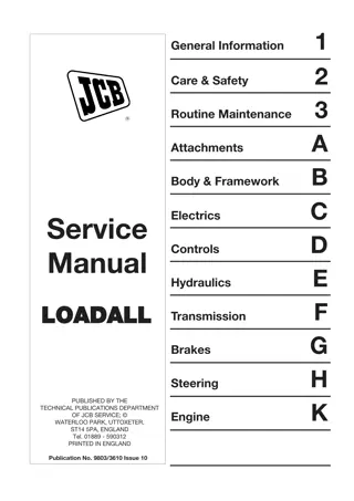 JCB 520-55 RS, 520-55 AWS, 526-55, 526-55 AWS, 526S AWS Telescopic Handler Service Repair Manual Instant Download
