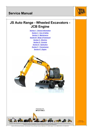 JCB JS145W, JS165W Wheeled Excavator Service Repair Manual Instant Download