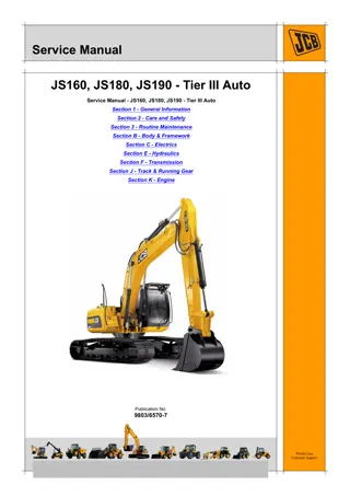 JCB JS160 JS180 JS190 AUTO TIER3 TRACKED EXCAVATOR Service Repair Manual Instant Download