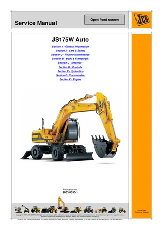 JCB JS175W AUTO WHEELED EXCAVATOR Service Repair Manual Instant Download