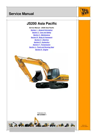 JCB JS200 Asia Pacific TRACKED EXCAVATOR Service Repair Manual Instant Download