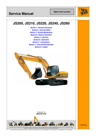 JCB JS200 JS210 JS220 JS260 TRACKED EXCAVATOR Service Repair Manual Instant Download