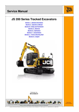 JCB JS200 Series Tracked Excavator Service Repair Manual Instant Download