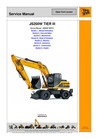 JCB JS200W AUTO TIER3 WHEELED EXCAVATOR Service Repair Manual Instant Download