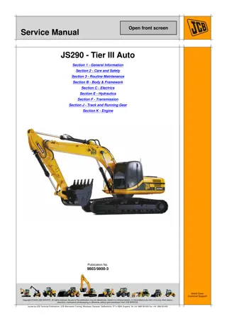 JCB JS290 AUTO TIER3 TRACKED EXCAVATOR Service Repair Manual Instant Download