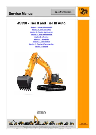 JCB JS330 AUTO TIER2 AND TIER3 TRACKED EXCAVATOR Service Repair Manual Instant Download