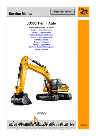 JCB JS360 AUTO TIER3 TRACKED EXCAVATOR Service Repair Manual Instant Download