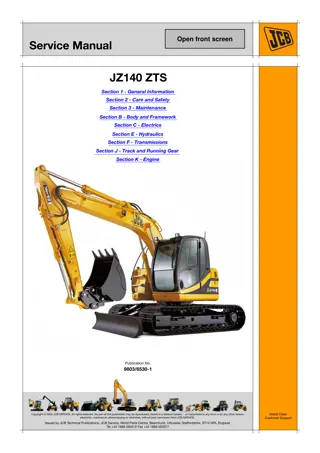 JCB JZ140 TIER2 TRACKED EXCAVATOR Service Repair Manual Instant Download