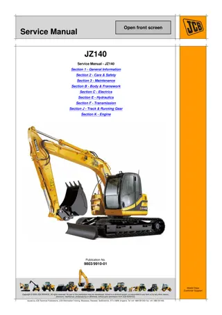 JCB JZ140 TIER3 TRACKED EXCAVATOR Service Repair Manual Instant Download