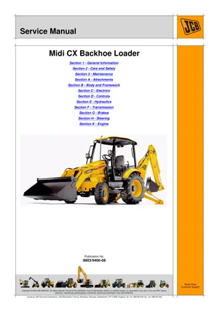 JCB MIDI CX BACKHOE LOADER Service Repair Manual Instant Download