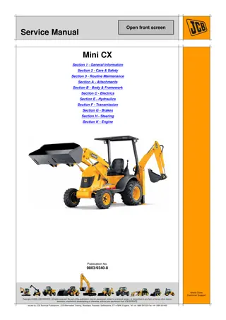 JCB Mini CX Backhoe Loader Service Repair Manual Instant Download