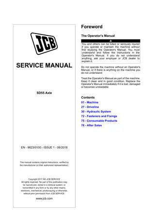 JCB SD55 Axle Service Repair Manual Instant Download