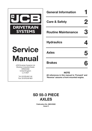 JCB SD55-3 Piece Axles Service Repair Manual Instant Download