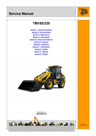 JCB TM180 TM220 TELESCOPIC WHEELED LOADER Service Repair Manual Instant Download