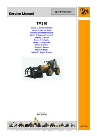 JCB TM310 FARM MASTER LOADER Service Repair Manual Instant Download