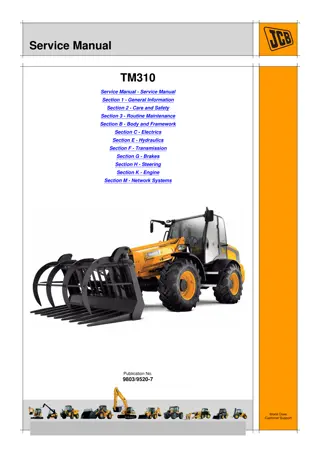 JCB TM310, TM310S, TM310WM TELESCOPIC WHEELED LOADER Service Repair Manual Instant Download