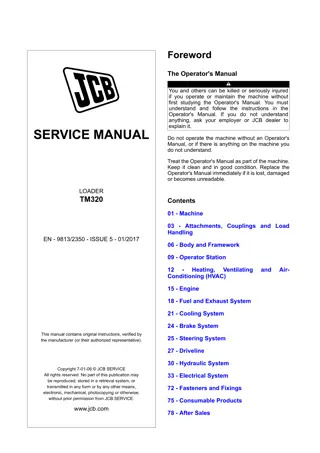 JCB TM320 Tier 4i Telescopic Wheeled Loader Service Repair Manual Instant Download (From 2090867 To 2090999)