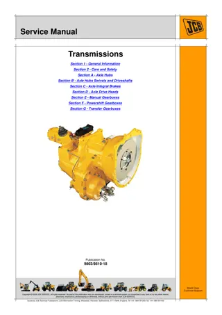 JCB Transmissions Service Repair Manual Instant Download