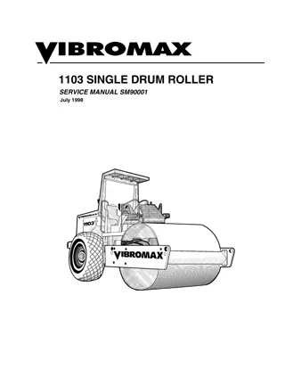 JCB VIBROMAX 1103 Single Drum Roller Service Repair Manual Instant Download