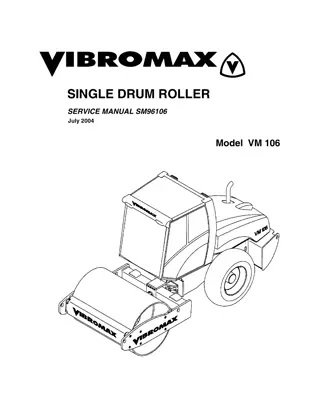 JCB VIBROMAX VM106 SINGLE DRUM ROLLER Service Repair Manual Instant Download